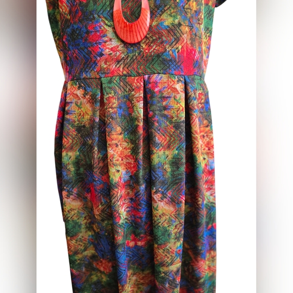 LuLaRoe Colorful Brushstroke Midi Dress Size 2x - Picture 4 of 5